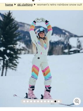 Tipsy Elves Cream Ski Jumpsuit with Rainbow Chevron Accents